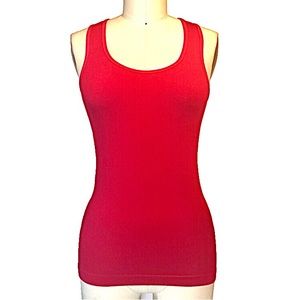 Like New Colorful Ribbed stretchy racer back fitted deep red tank top one size
